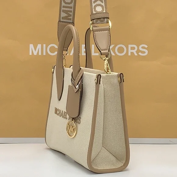 Michael Kors Mirella Small Shopper Top Zip Crossbody Bag Camel MK NWT - Picture 6 of 15